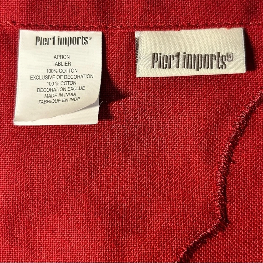 Pier 1 Holiday Red Apron with Snowman Design. NWT